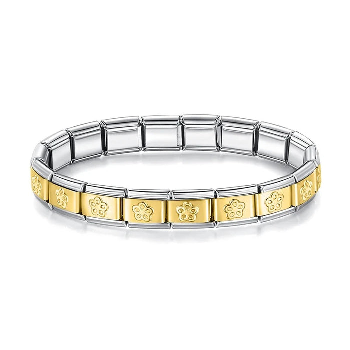 Pulseira Italiana de Charm Linda Flor Line Gold