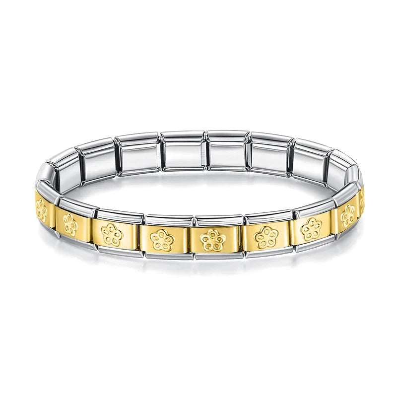 Pulseira Italiana de Charm Linda Flor Line Gold
