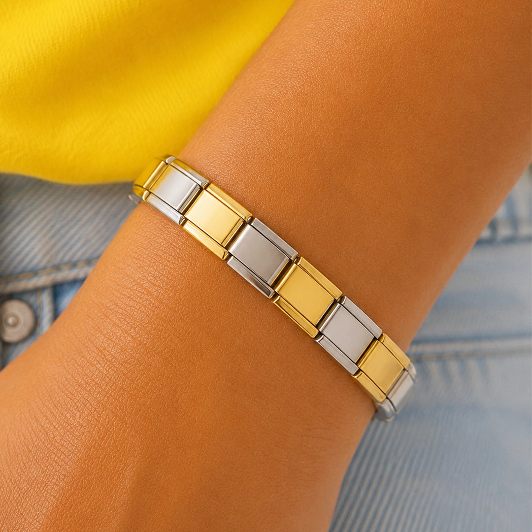 Pulseira Italiana de Charm Mescla Silver Gold