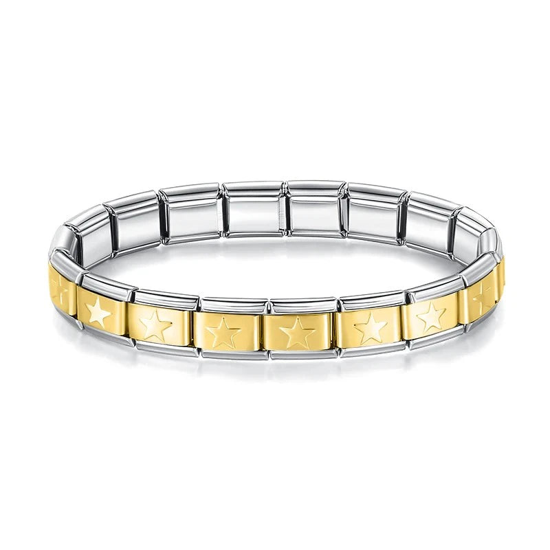 Pulseira Italiana de Charm Star Gold Line
