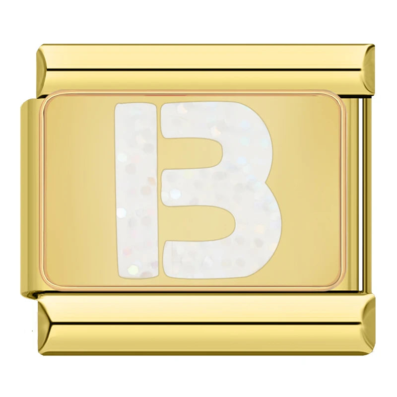 Charm Iniciais Dourado com Glitter - Blisca®