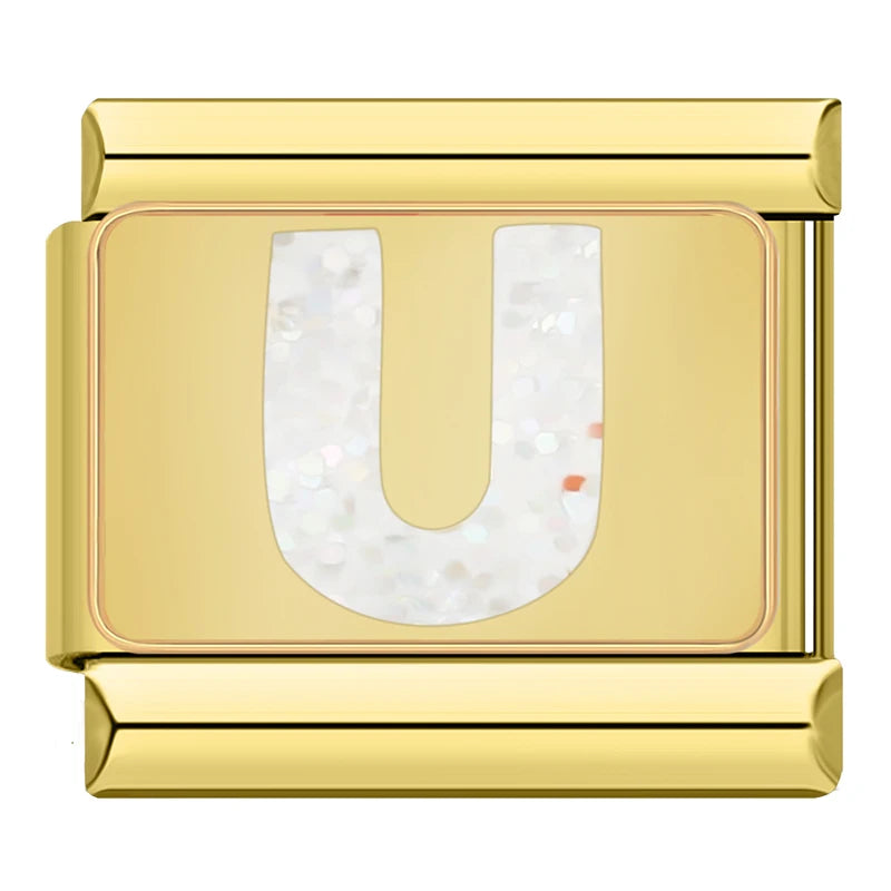 Charm Iniciais Dourado com Glitter - Blisca®