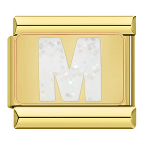 Charm Iniciais Dourado com Glitter - Blisca®