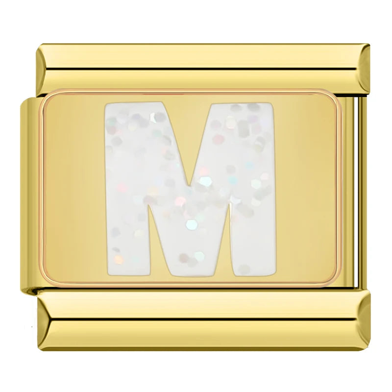 Charm Iniciais Dourado com Glitter - Blisca®