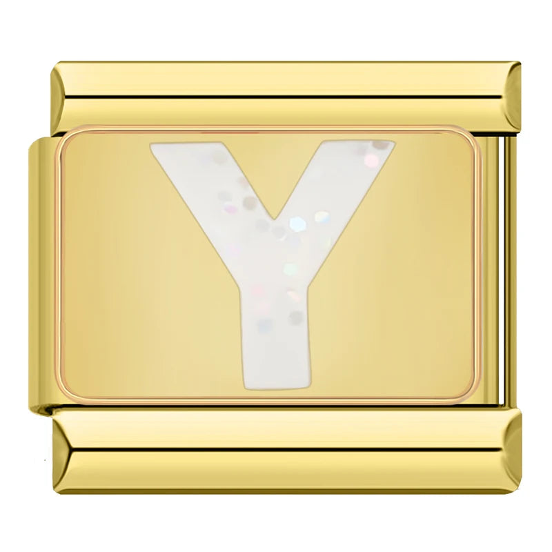 Charm Iniciais Dourado com Glitter - Blisca®