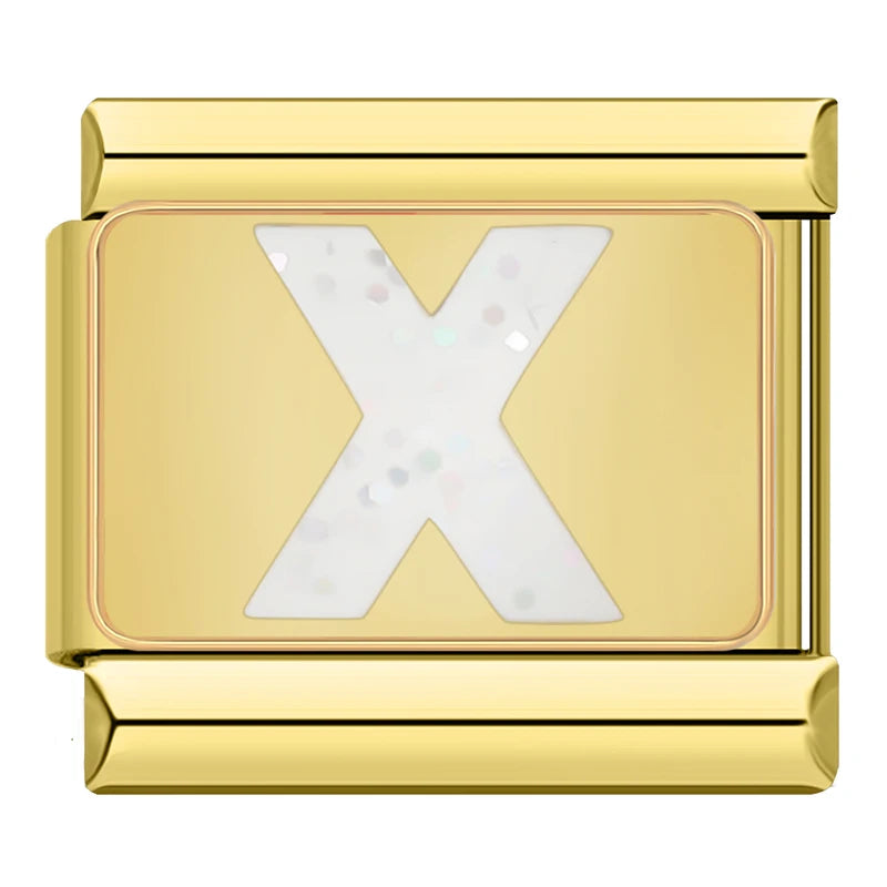 Charm Iniciais Dourado com Glitter - Blisca®