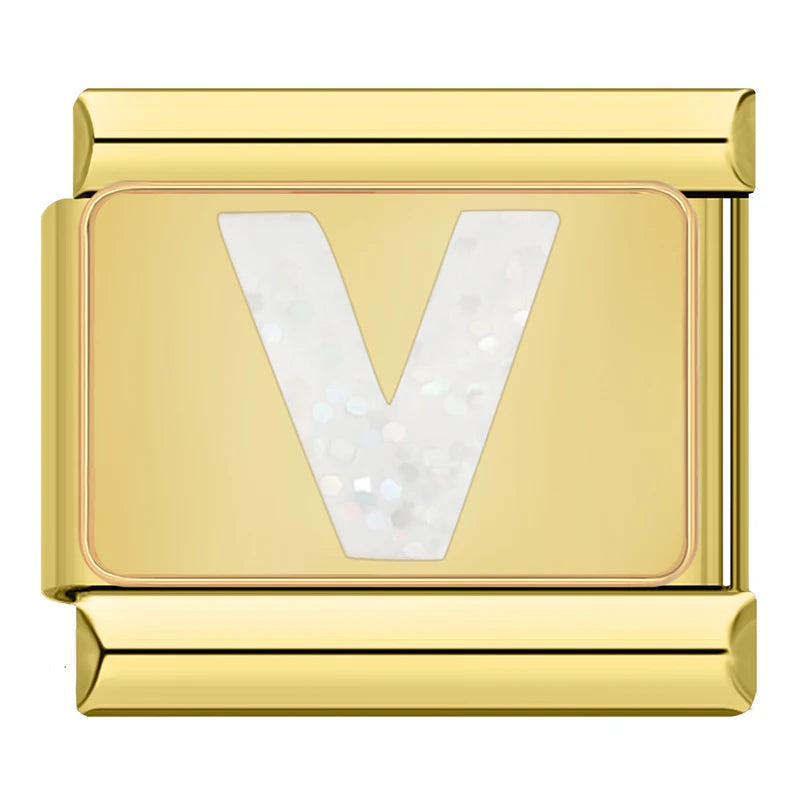 Charm Iniciais Dourado com Glitter - Blisca®