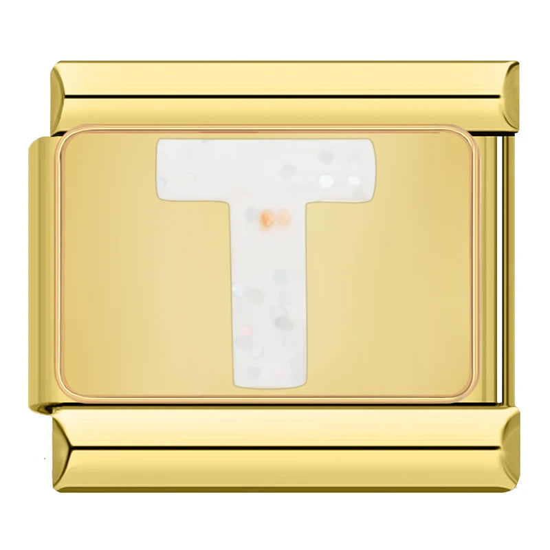 Charm Iniciais Dourado com Glitter - Blisca®