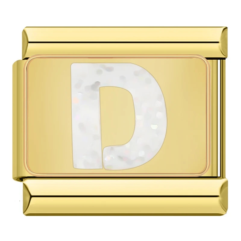 Charm Iniciais Dourado com Glitter - Blisca®