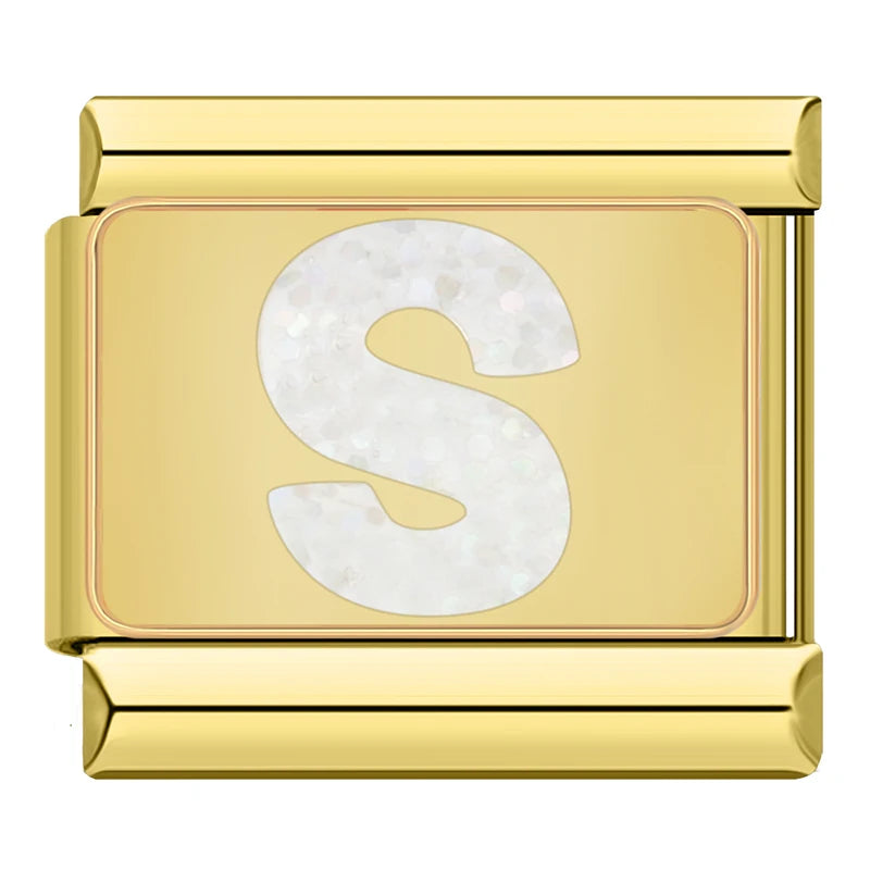 Charm Iniciais Dourado com Glitter - Blisca®