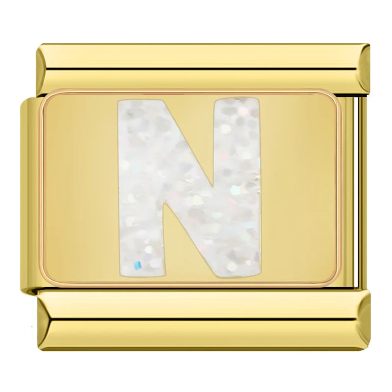 Charm Iniciais Dourado com Glitter - Blisca®