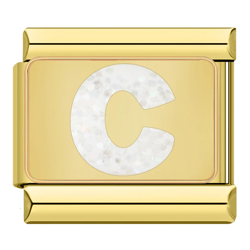 Charm Iniciais Dourado com Glitter - Blisca®
