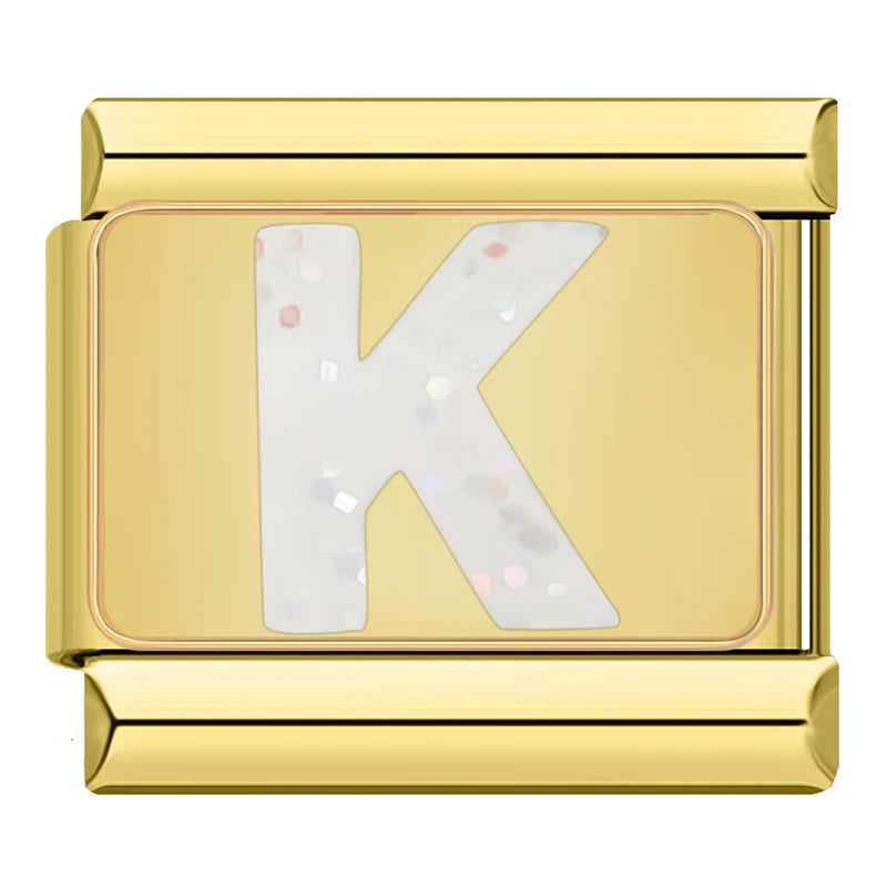 Charm Iniciais Dourado com Glitter - Blisca®